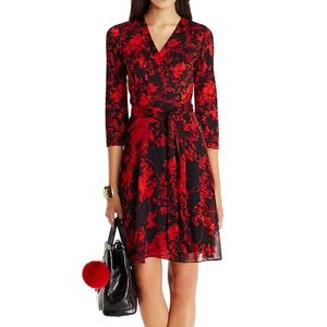 DVF Floral Irina Silk/Chiffon Wrap Dress Size 4